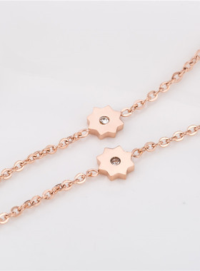 个性新款钛钢玫瑰金星星项链