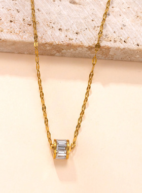 小蛮腰镶钻钛钢项链56