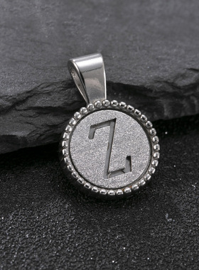 单吊坠钛钢字母项链44