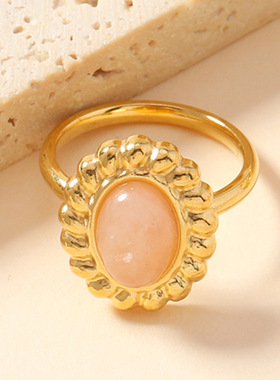 欧美复古钛钢轻奢宝石戒指