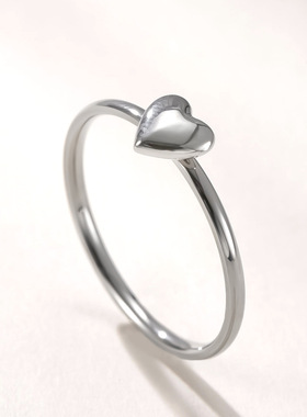 韩系极细拼色爱心情侣戒指