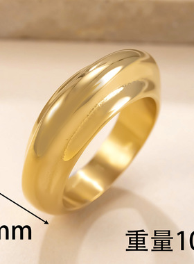 欧美轻奢几何镀金钛钢戒指