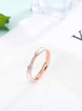 时尚18k玫瑰金白贝壳母贝镶钻