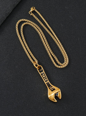 复古小扳手钛钢项链60