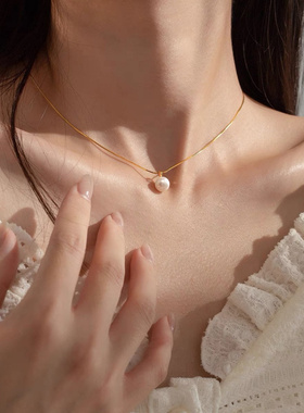 韩版简约高光珍珠项链