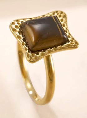 跨境轻奢复古镀金情侣对戒