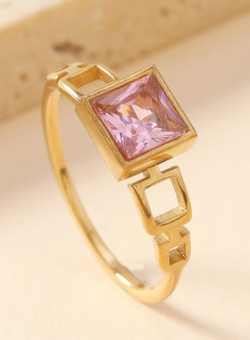 欧美跨境不锈钢镀金爱心戒指