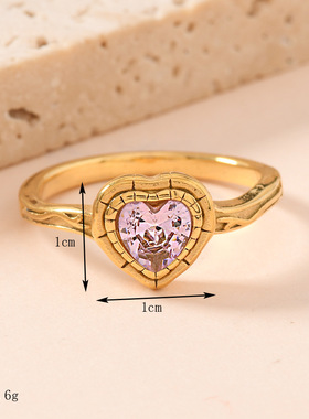 时尚复古爱心钻戒4152