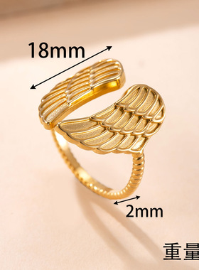 跨境新款不锈钢复古金翅戒指