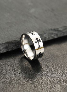跨境新款不锈钢十字架戒指