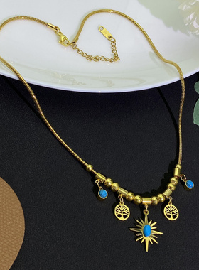 欧美复古松石太阳手链