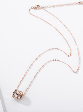 韩版钛钢锆石罗马数字锁骨链玫瑰