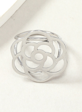 跨境热销不锈钢玫瑰戒指