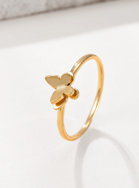 日韩简约钛钢蝴蝶尾戒