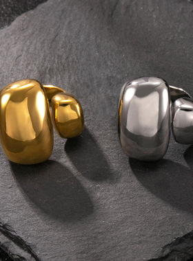 欧美跨境不锈钢几何情侣戒