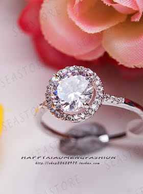 克拉奢华超闪仿真锆石戒指环群