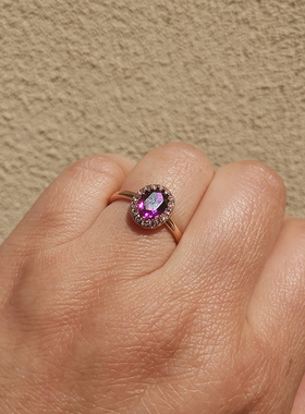 小鸽子蛋指环仿碧玺女碎钻排钻