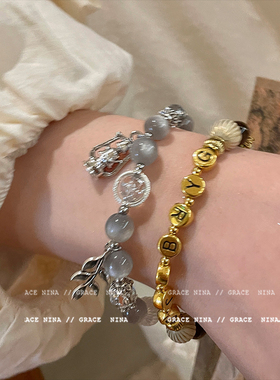 日韩煤油灯树叶串珠手链