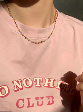 日韩彩色水晶串珠项链