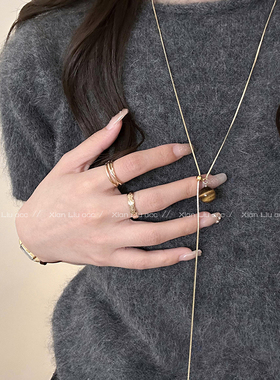日韩虎眼石长款项链女新款