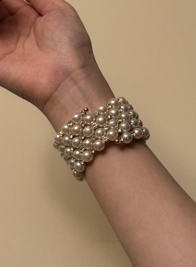 中古珠珠多层设计手镯复古