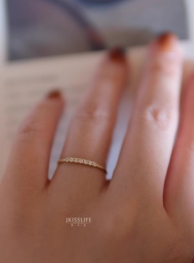 经典款～精致排钻镶嵌锆石极细戒指指环设计感极简叠戴简约配饰品