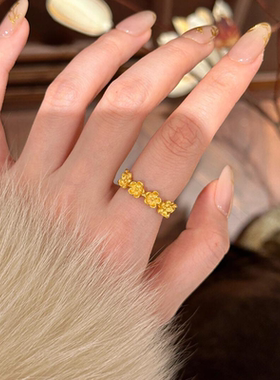 古法拉丝花瓣食指戒女秋冬