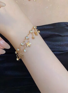 亮闪闪蝴蝶流苏项链新款轻奢小众轻奢高级感锁骨链颈链甜酷配饰女
