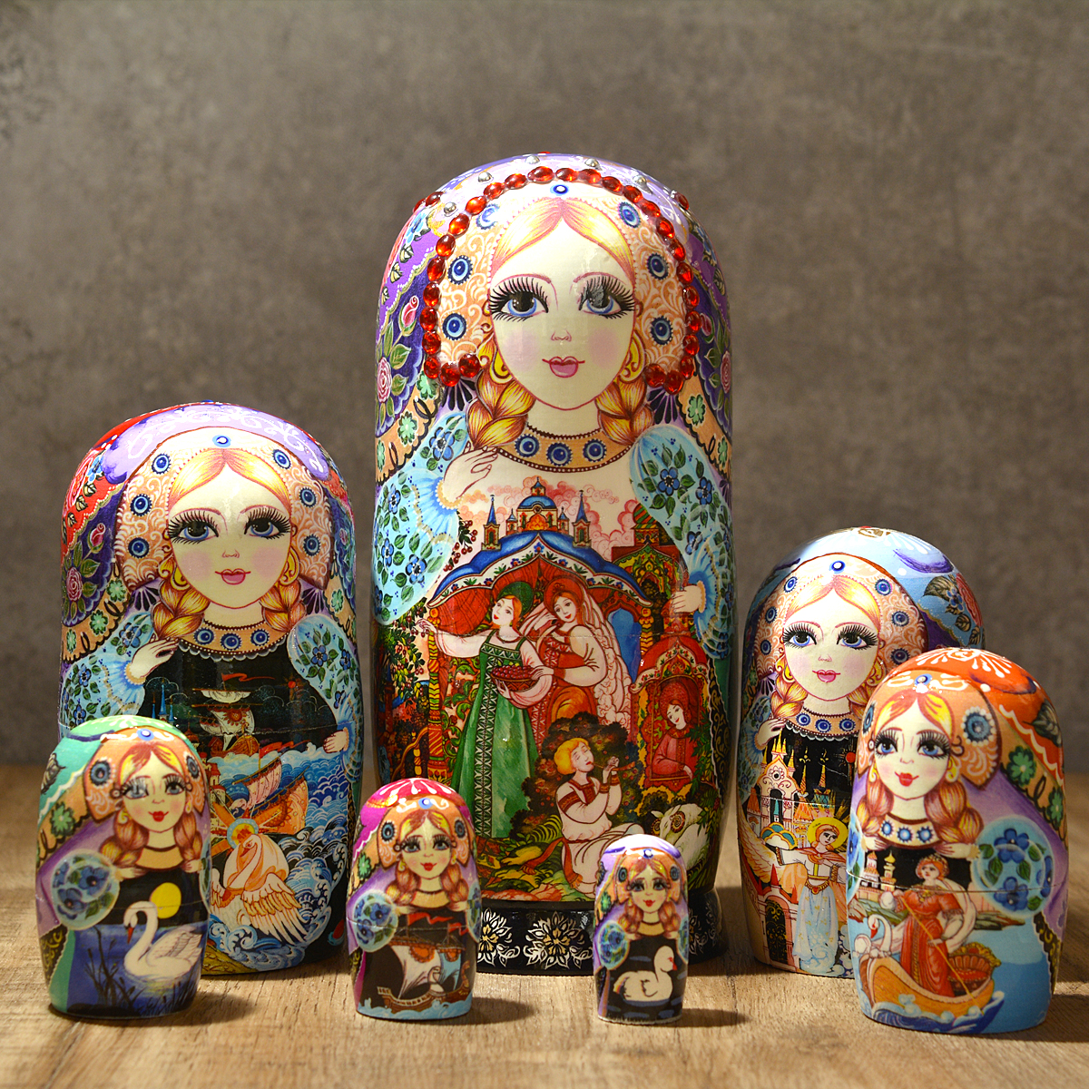 7层俄罗斯套娃烤漆版特级椴木制造六一礼物益智玩具工艺品摆件 - 图1