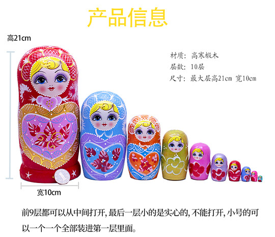 10-layer Russian Matryoshka Doll Premium Basswood Exquisite Edition