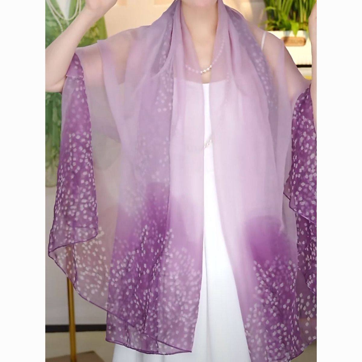 紫色丝巾时尚春秋洋气新款女士纱巾印花长款围巾沙滩百搭防晒披肩,淘宝优惠券,粉丝福利购,淘宝优惠卷