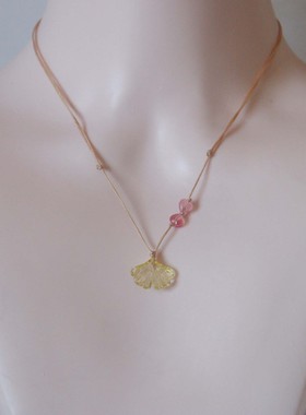 花技手作银杏叶琉璃项链