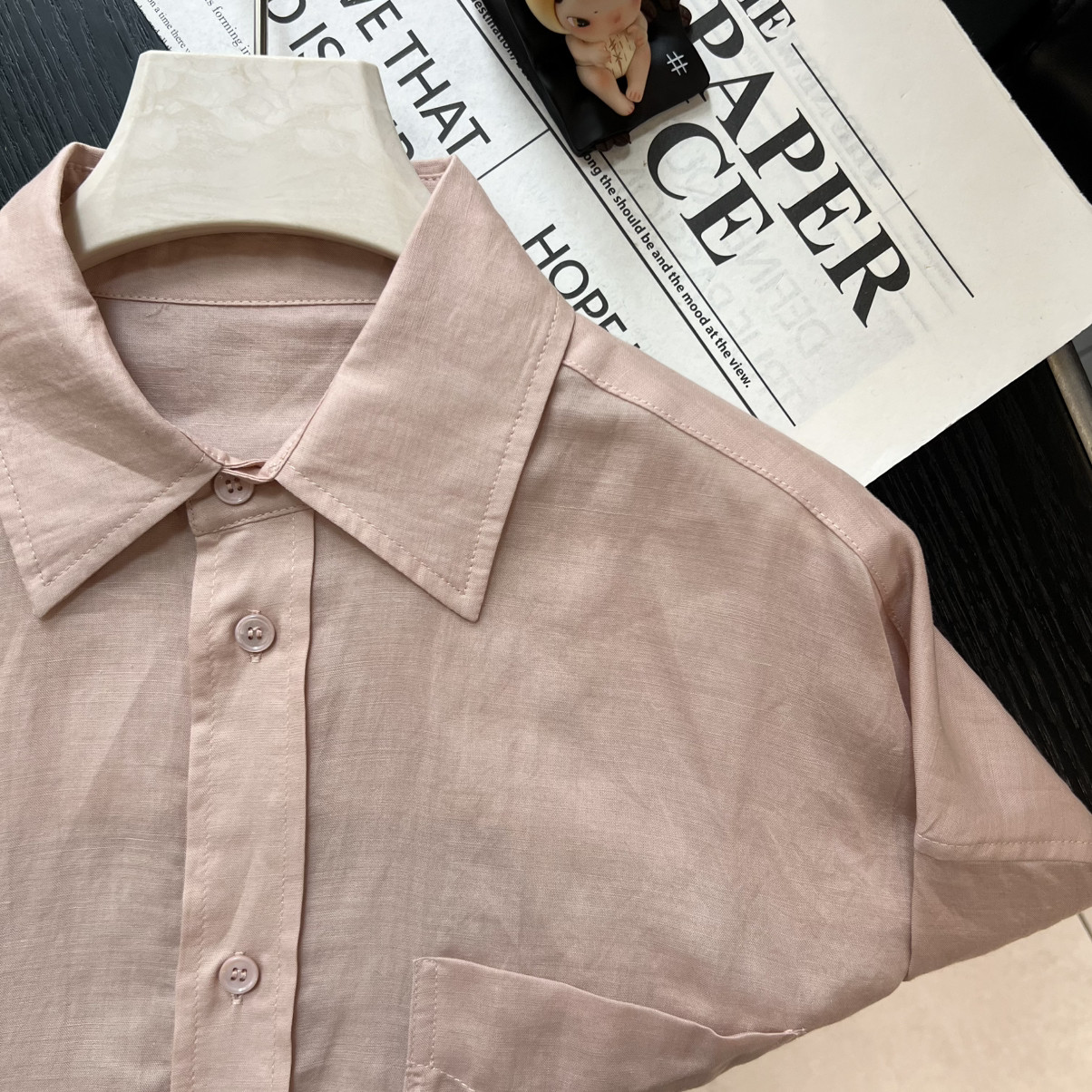 七七设计26年早春老钱风简约百搭宽松珊瑚粉麻衬衫七M26012103,淘宝优惠券,粉丝福利购,淘宝优惠卷