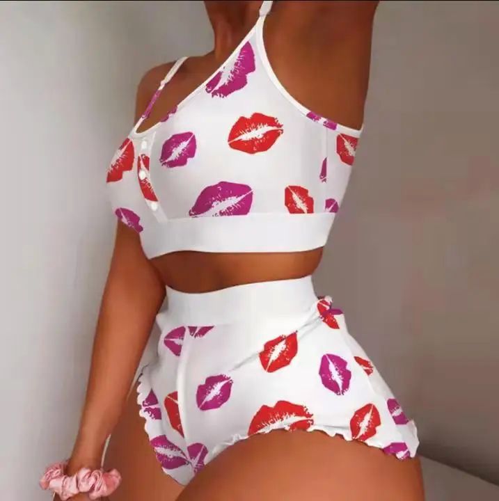 2 Pieces Set Women's Pajama Shorts Suit Multiple Print Under-图1