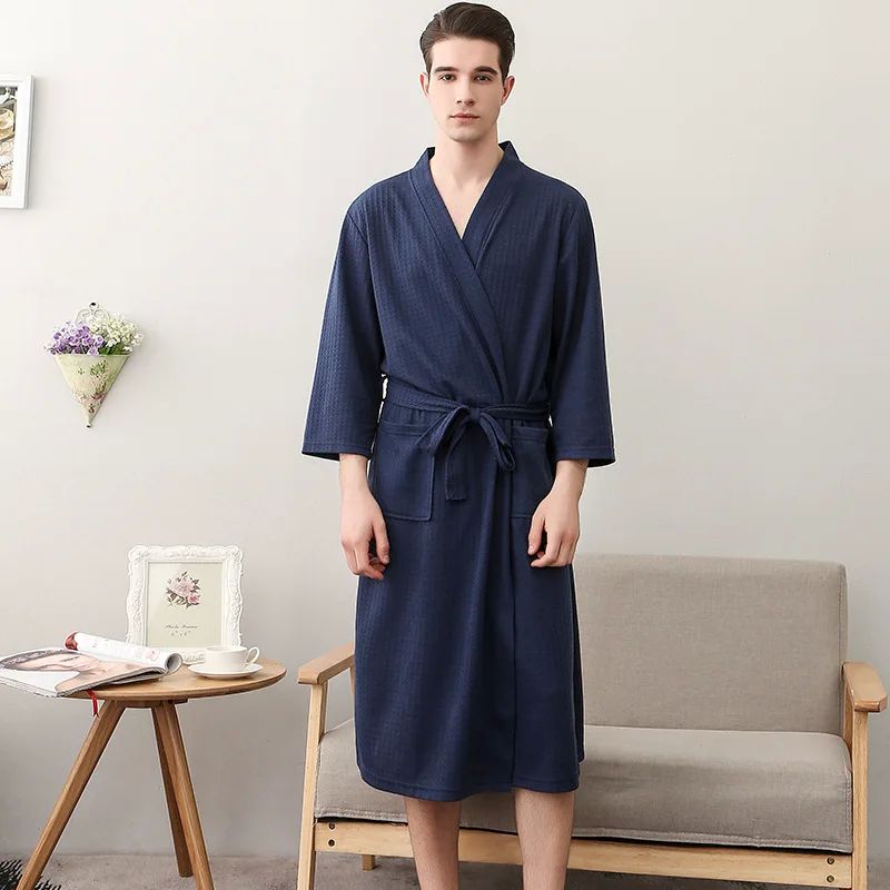 New Spring And Summer Bathrobe Female Thin Section Waffle Co-图3