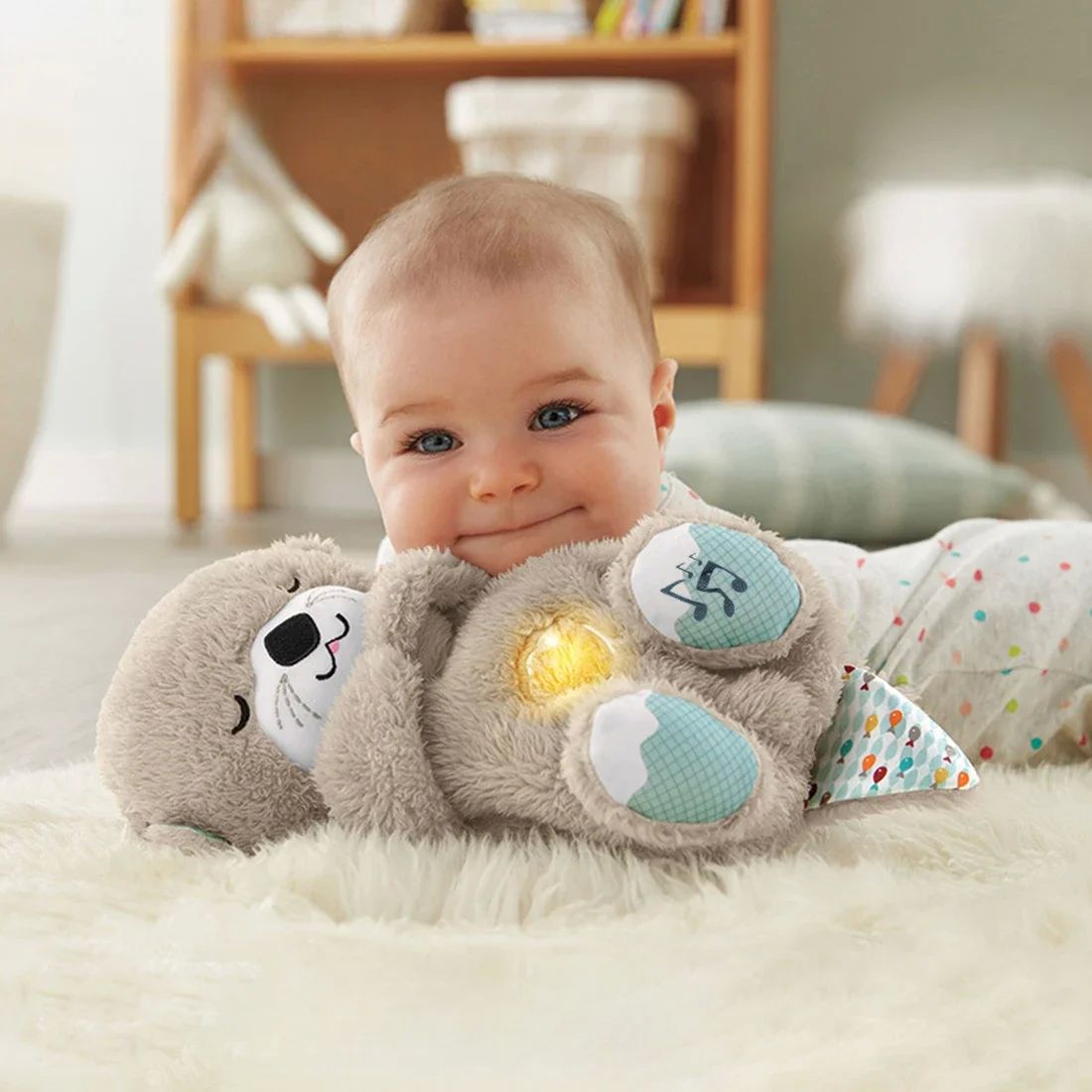 Breathing Otter Sleep and Playmate Otter Musical Stuffed Bab - 图0