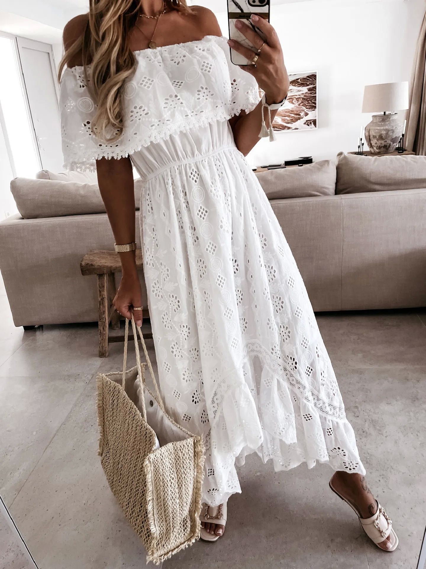 Summer White Dress For Woman 2023 Trendy Casual Beachwear Co - 图3