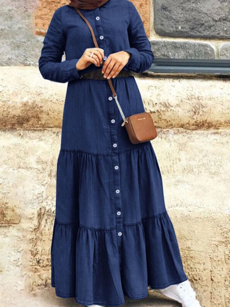 Spring and Summer New Women's Elegant Denim Dress Standing N - 图0