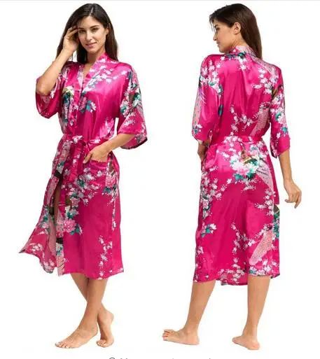 Silk Kimono Robe Bathrobe Women Satin Robe Silk Robes Night - 图1