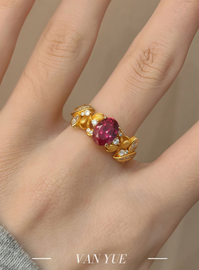 S925银镀K6*8紫色蛋形戒指高碳钻拉丝复古高级百搭饰品指环