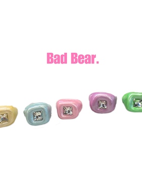 坏熊陶土烤制冰激凌色宝石戒指