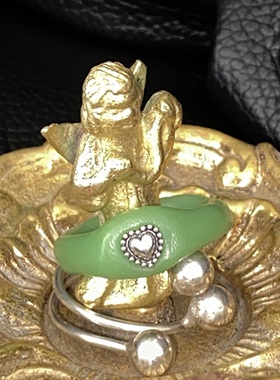 坏熊集市女设计玉色戒指可定制