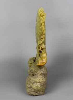 青田石雕摆件太阳向日葵封门三彩