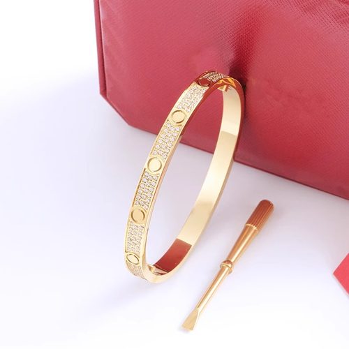 满天星卡加钛钢手镯男女欧美时尚流行手环不锈钢玫瑰金饰品情侣潮 - 图0