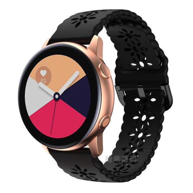 适用三星Galaxy watch456 梅花镂空硅胶透气active2软手表带20mm - 图0