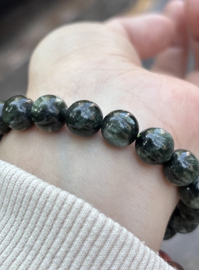 天然绿龙晶配国检证书 珠子散珠DIY绿珠手链女珠串