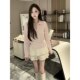 Yjy*pink is very authoritative* Cashmere zipper loose top + white girly pleated skirt suit