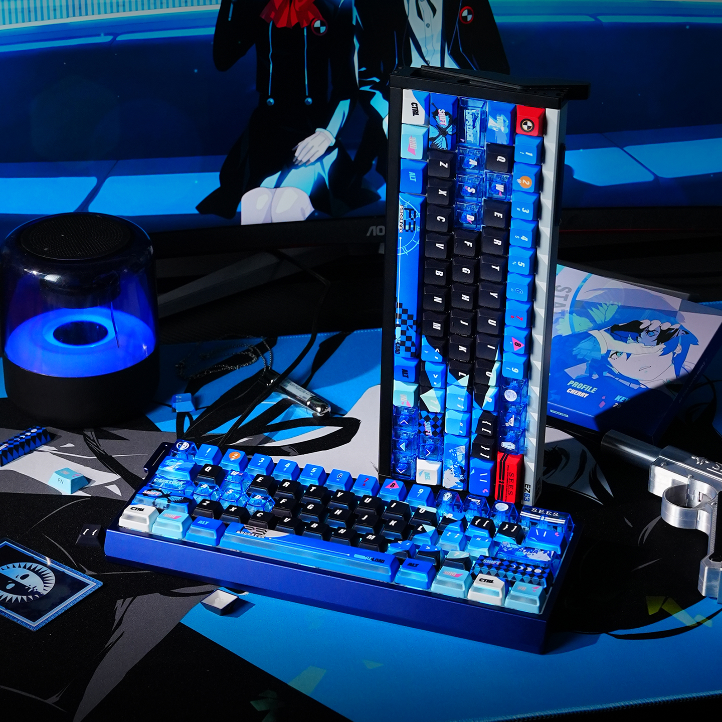 泰坦国度女神异闻录P3R键帽pbt热升华蓝色核动力侧透适配wooting - 图3