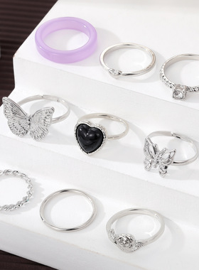 女ins冷淡风套装戒指指环