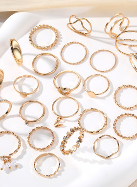 珍珠戒指女个性串珠食指戒